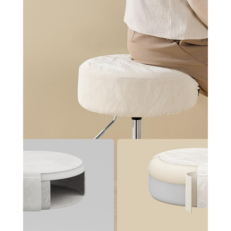 Upholstered Adjustable Height Counter Stool with Metal Frame