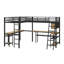 Lit mezzanine simple en forme de L avec DEL, stations de charge et 2 bureaux intégrés