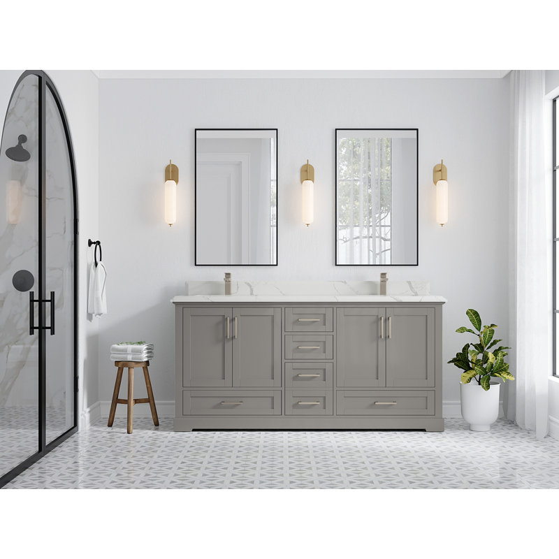 Ensemble de meuble-lavabo double 72 po Esin, Calacatta Laza