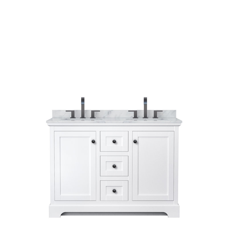 Ensemble de meuble-lavabo double 48 po Avery, Blanc, Noir mat