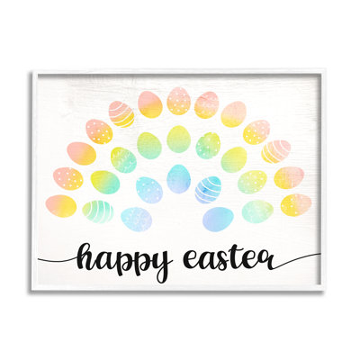 Happy Easter Phrase Ed Egg Rainbow by Daphne Polselli - Graphic Art