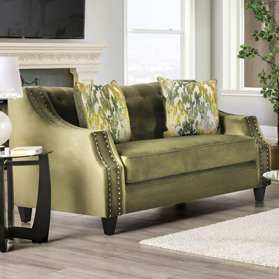 67.4" W Transitional Loveseat, Green