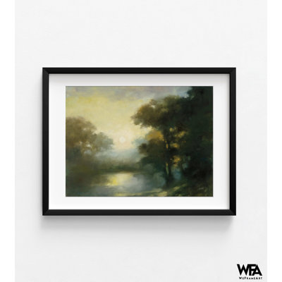 Distant Glimmer By Julia Purington, Green Forest Painting Print, Deep Forest Cabin Wall Art, Nature Office Wall Decor, Landscape Decor