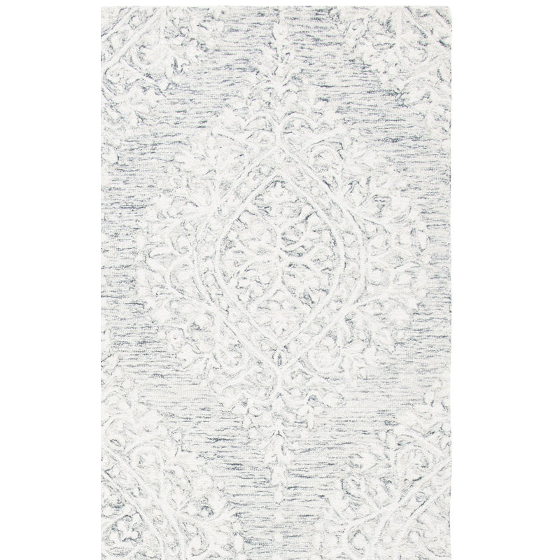 Tapis géométrique en laine et en coton touffeté à la main Iberia, Carré de 6 pi