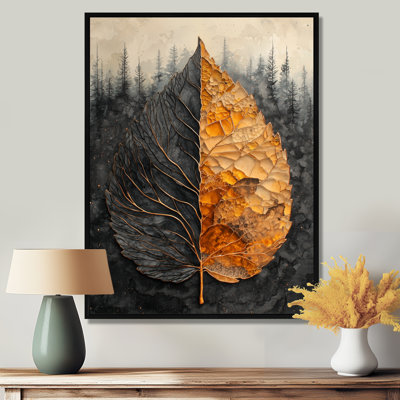 «Girtie Modern Dark Leaves Symetry Of Autumn II», impressions sur toile et feuilles
