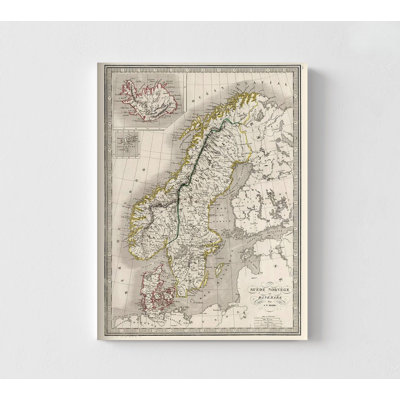 Europe Suède Norvège Danemark - Monin 1839, Suède rustique, décoration murale, carte antique du Danemark, affiche de Norvège, art mural