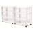 Homz Plastic 3 Clear Drawer Small Rolling Storage Container Tower, White, 2 Pack