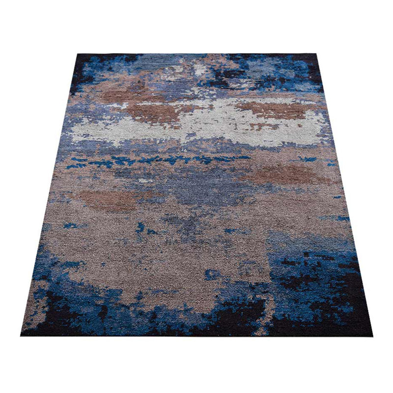 Abstract Hand Knotted Silk Multicolor Rectangle Indoor Area Rug, Rectangle 6' x 9'