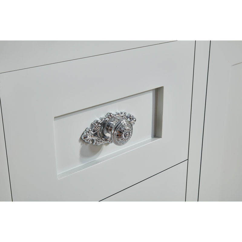 60" Finish Solid Wood Sink Vanity With 1' Artificial Stone Top, Silver Strand, Polished Chrome