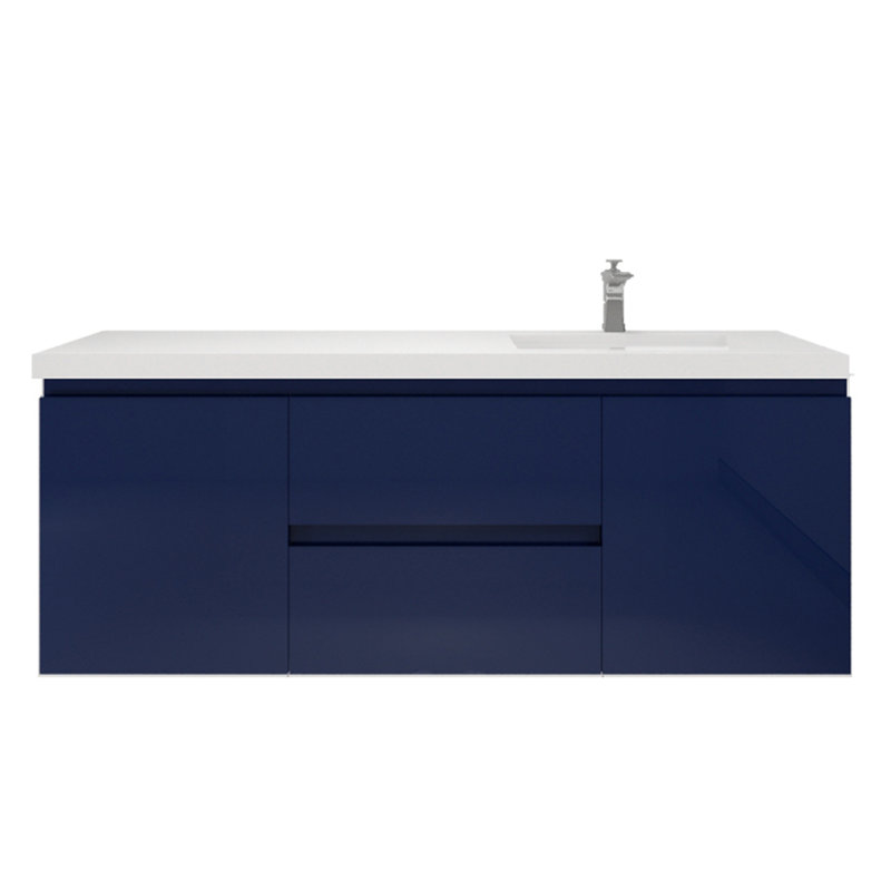 Single Bathroom Vanity with Acrylic Top, Night Blue