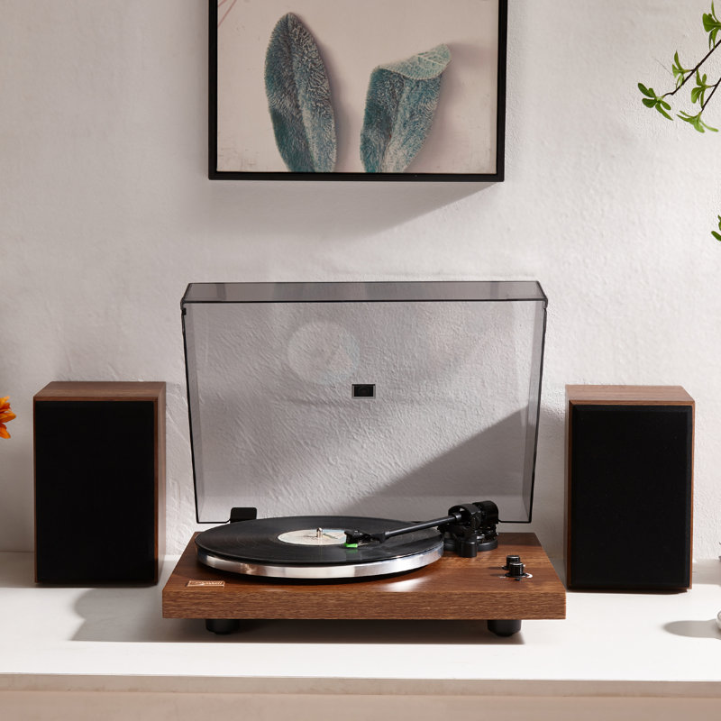 Cassini Walnut Bluetooth Vinyl Turntable with 40W Stereo Speakers
