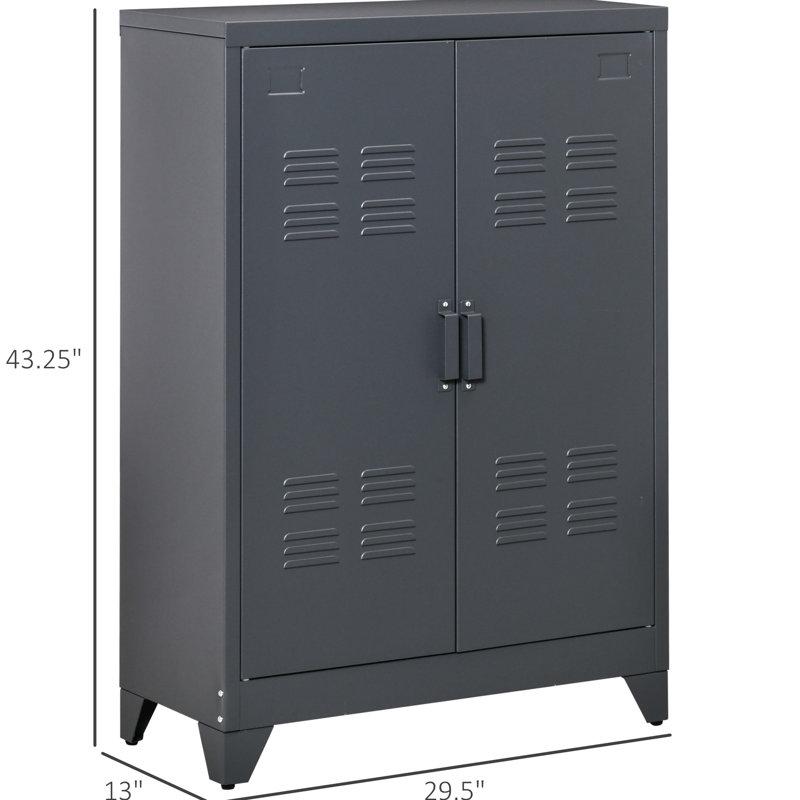 Cabinet gris - intérieur spacieux avec 3 tablettes de rangement réglables en métal, offre un espace de rangement