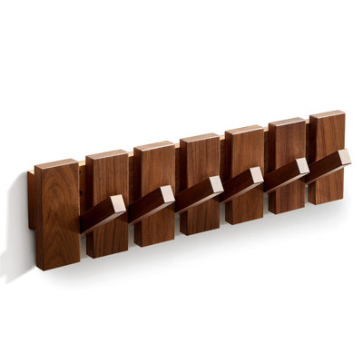 Solid Wood Wall Organizer with Key Hooks