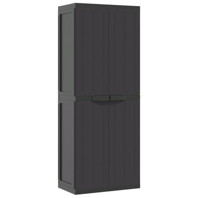 Armoire de rangement d'extérieur vidaXL - Polypropylène / PP résistant aux intempéries, tablettes réglables, verrouillables, conception compacte pour jardin / balcon / patio, noir, 25,6 po x 14,6 po x 65 po (24,8 po x 12,2 po)