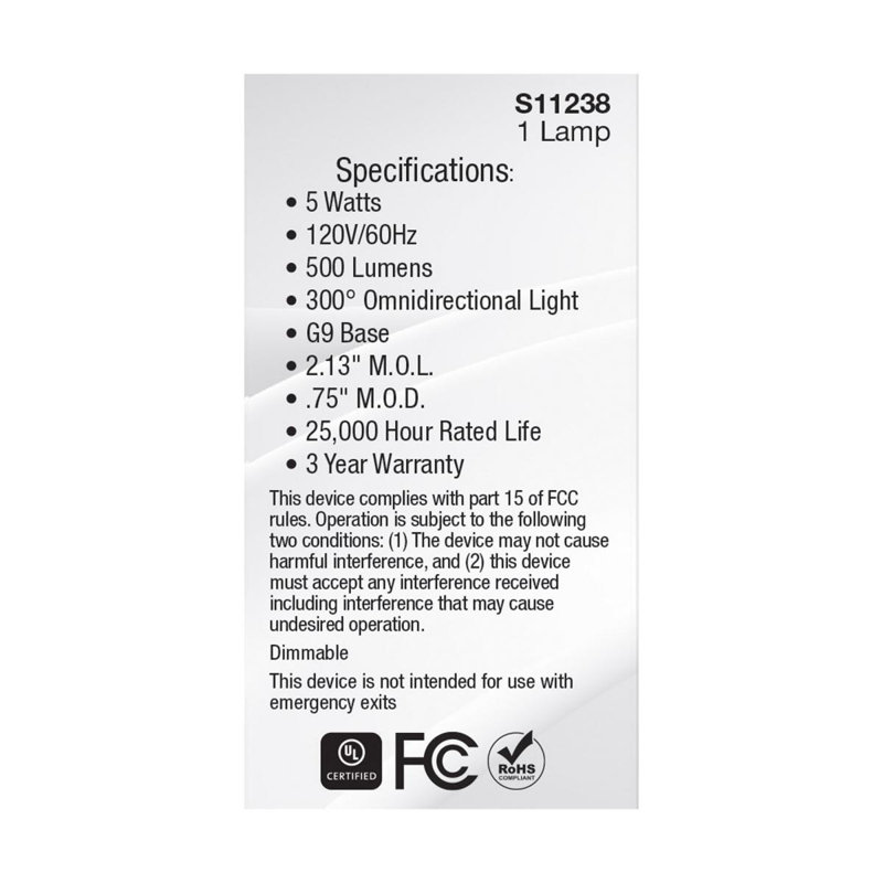 5 Watt Clear LED Bulb, 2700K