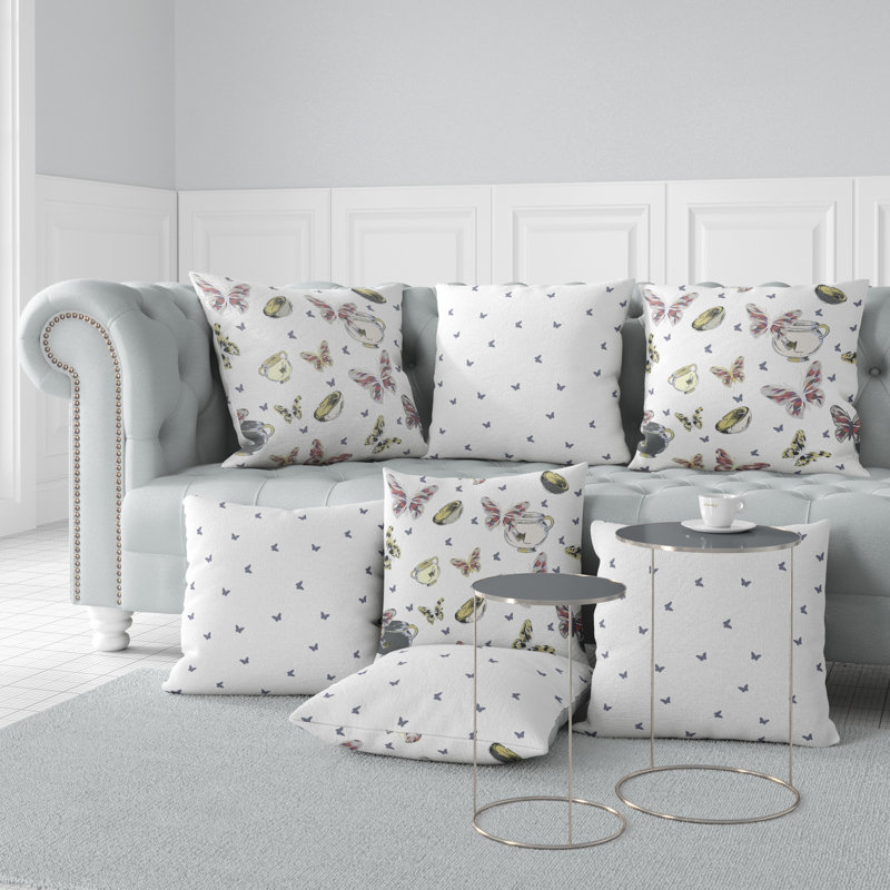Housse de coussin intérieur / extérieur en polyester / mélange de polyester Butterfly Garden Bowl, 18 po x 18 po