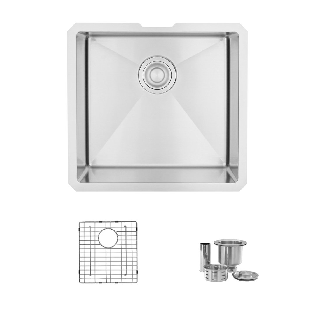 Styluxe Stylish Aqua Undermount 19" Stainless Steel Single Bowl Kitchen Sink STYLISH