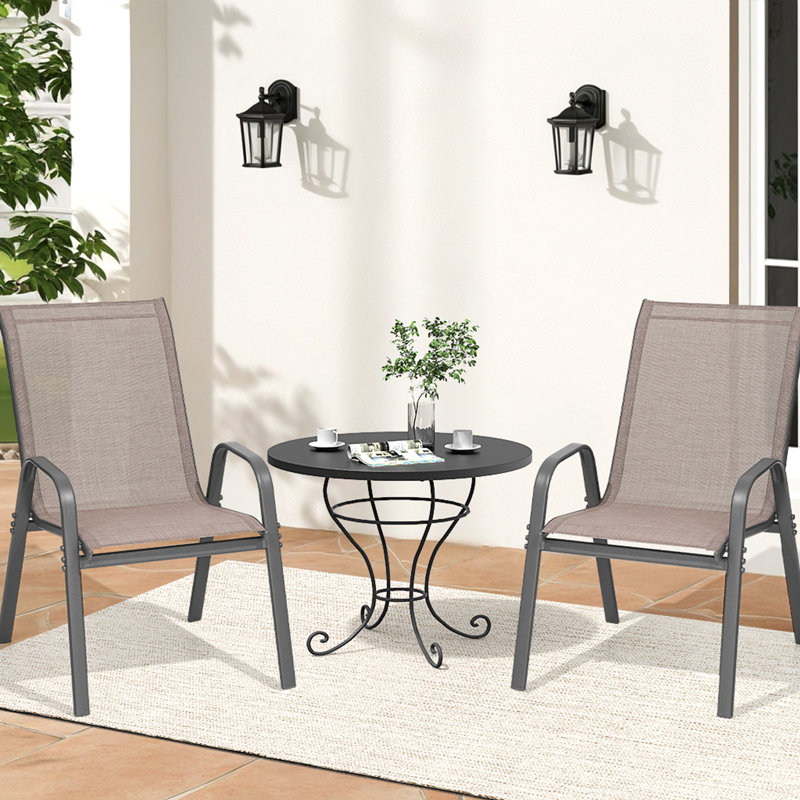 Ensemble de 2 chaises de patio empilables Wittig, Gris, Brun