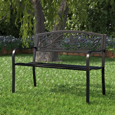 Avery Birds and Branches Metal Garden Bench by Laurel Foundry Modern Farmhouse