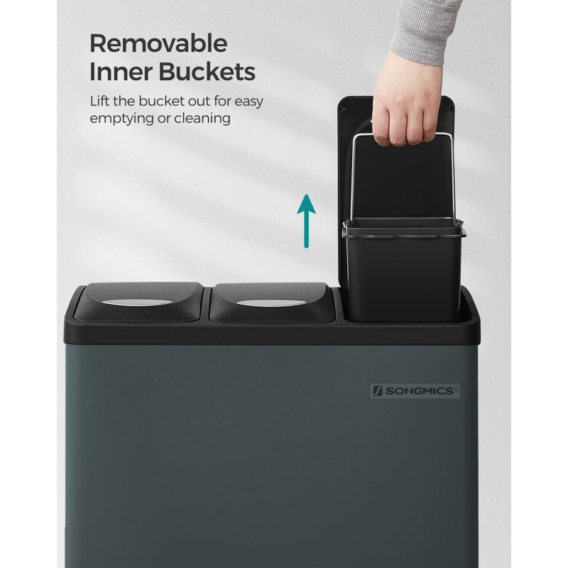 Steel Step On Kitchen Trash Can - 39L