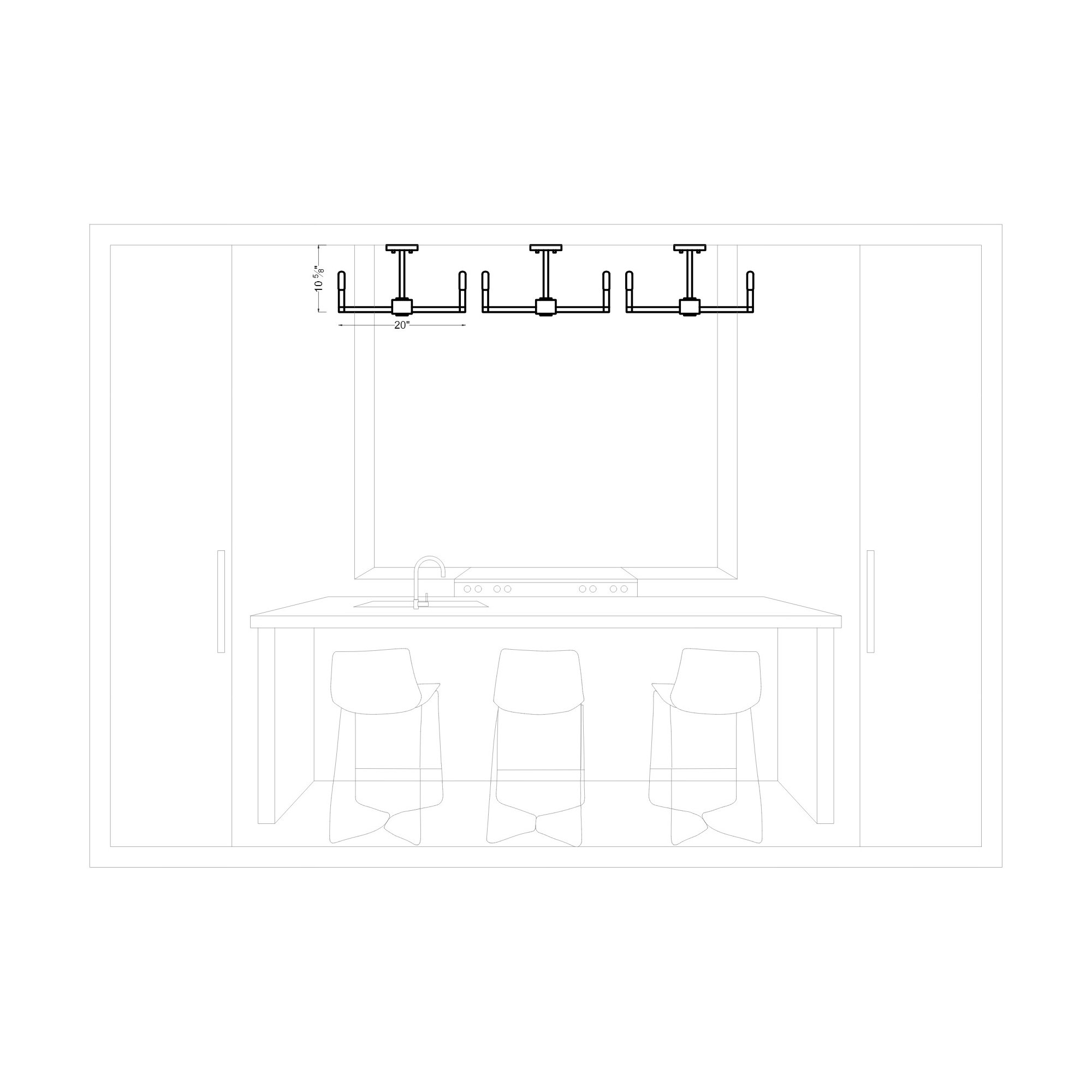 Patoma 3 Light Semi Flush Mount, Chrome