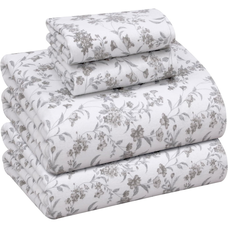Ensemble de draps en flanelle 100% coton, 4 pièces, draps d'automne chauds et douillets de 16 po, Floral rétro