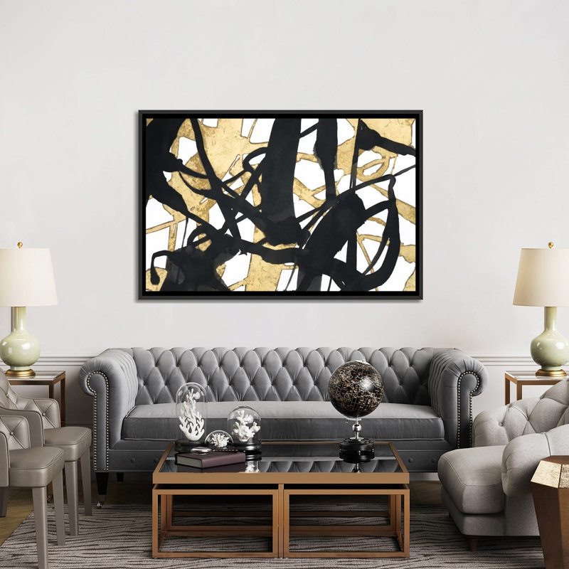 " Embellished Luxe " by Jennifer Goldberger, 18" H x 26" W x 1.5" D, Black Framed Canvas, No Mat