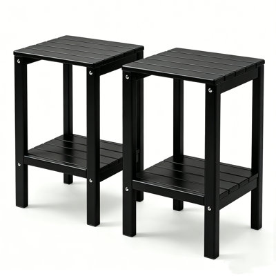 Ensemble de 2 tables de bout extérieures 23,5 po en PEHD 2 niveaux
