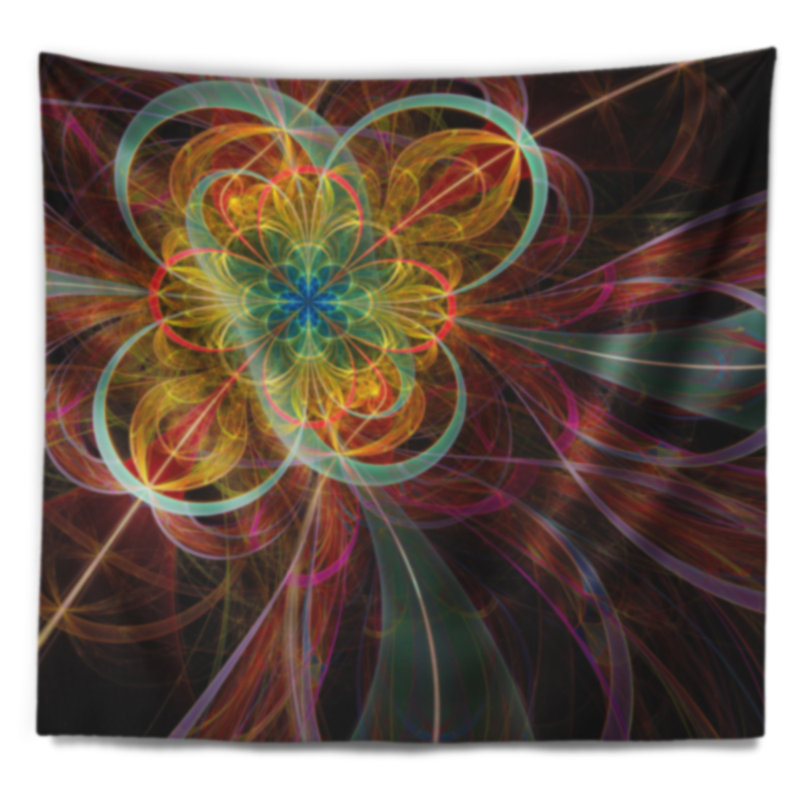 Tapisserie fleur abstraite en couleurs, H 50 po x l 60 po