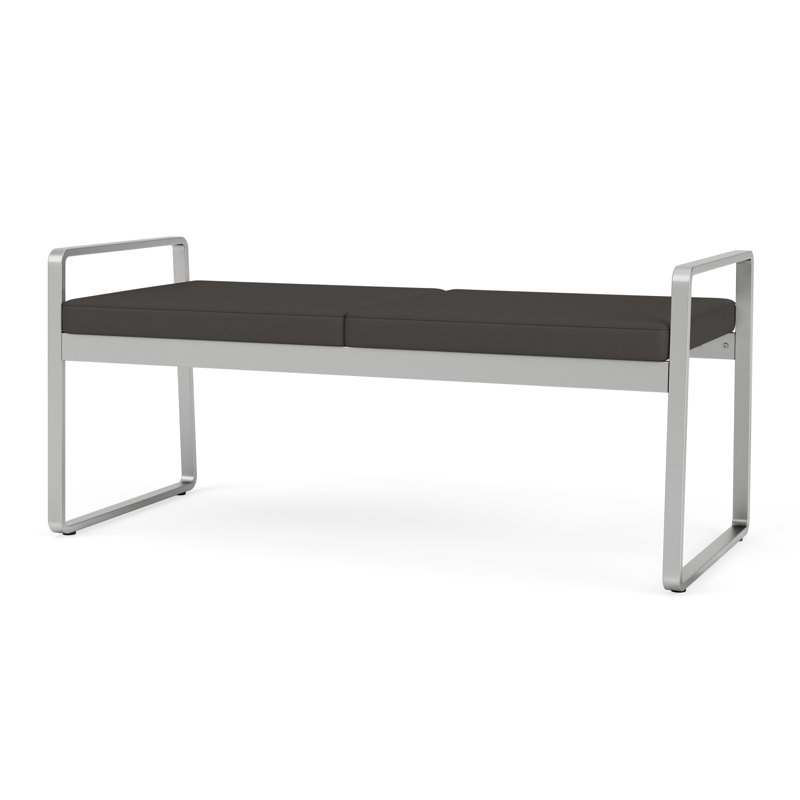 Banc en métal Gansett, Noir Patriot Plus - Vinyle lavable au chiffon, Argent