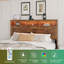 Cadre de lit très grand, cadre de lit plateforme en bois avec tête de lit à DEL avec rangement et 2 ports USB, silencieux, aucun sommier nécessaire et outil d'assemblage facile, grand rangement sous le lit, brun foncé-1541535977-1541535976