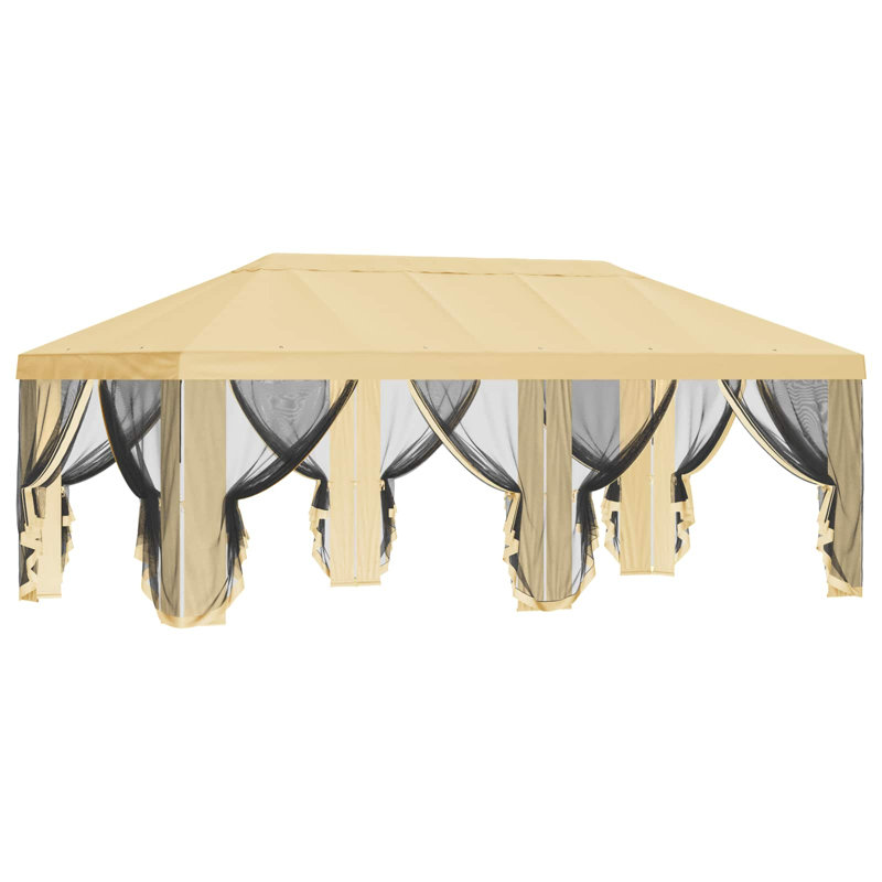 Vidaxl Gazebo Cover With Sidewalls Polyester Canopy Outdoor Shade Terrace, Cream