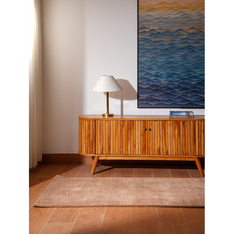 Hand Knotted Loom Wool Eco-Friendly Area Rugs - Camel Color, Plain Solid Design, High Pile Thick Handmade Anti Skid Area Rugs for Living Room, Bed Room