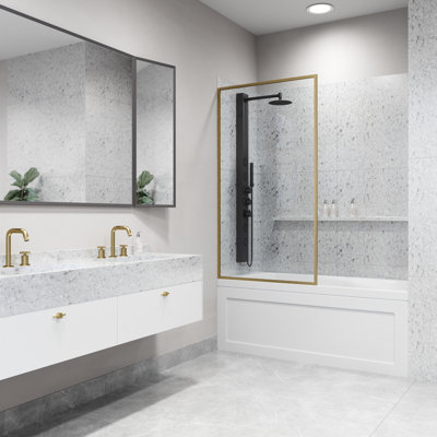 Meridian 34" W x 62" H Fixed Framed Bathtub Screen with 3/8" Glass