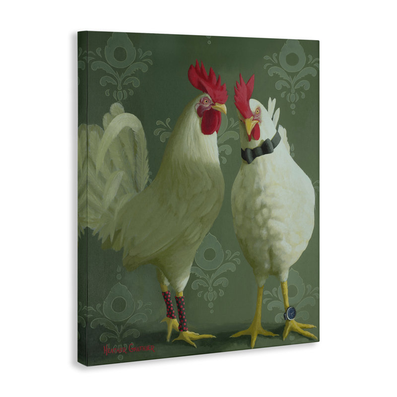 Paire de coqs stylés, design par Heather Gauthier, H 20 po x l 16 po