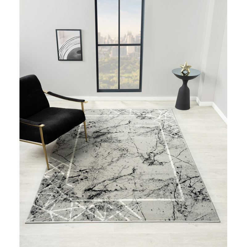 Vladya Abstract Border Area Rug, Rectangle 5'3" x 7'3"