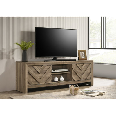 Meuble télé 1pc rustique à motif de chevrons contemporains et traditionnels