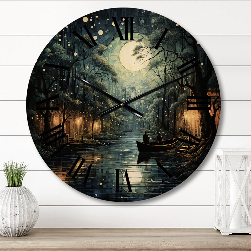 Très grande horloge murale Teal Canal Dramatic Canals, Petit