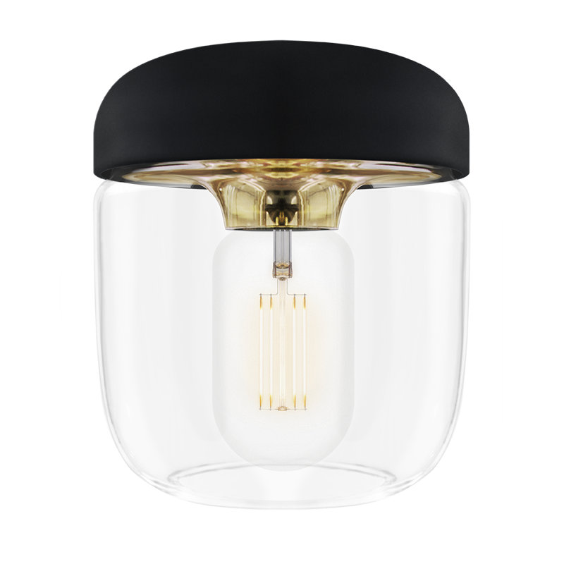 Luminaire suspendu en pot 1 lumière Hisako, Laiton poli, Noir