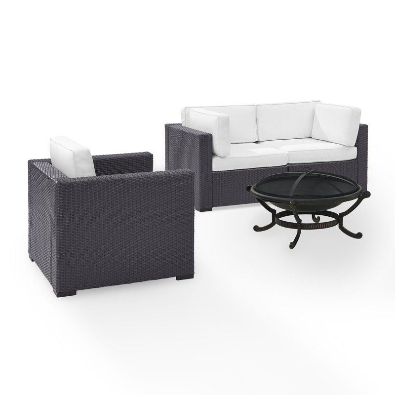 Ensemble de conversation modulaire avec coussins 4 pièces Arbedella, Blanc
