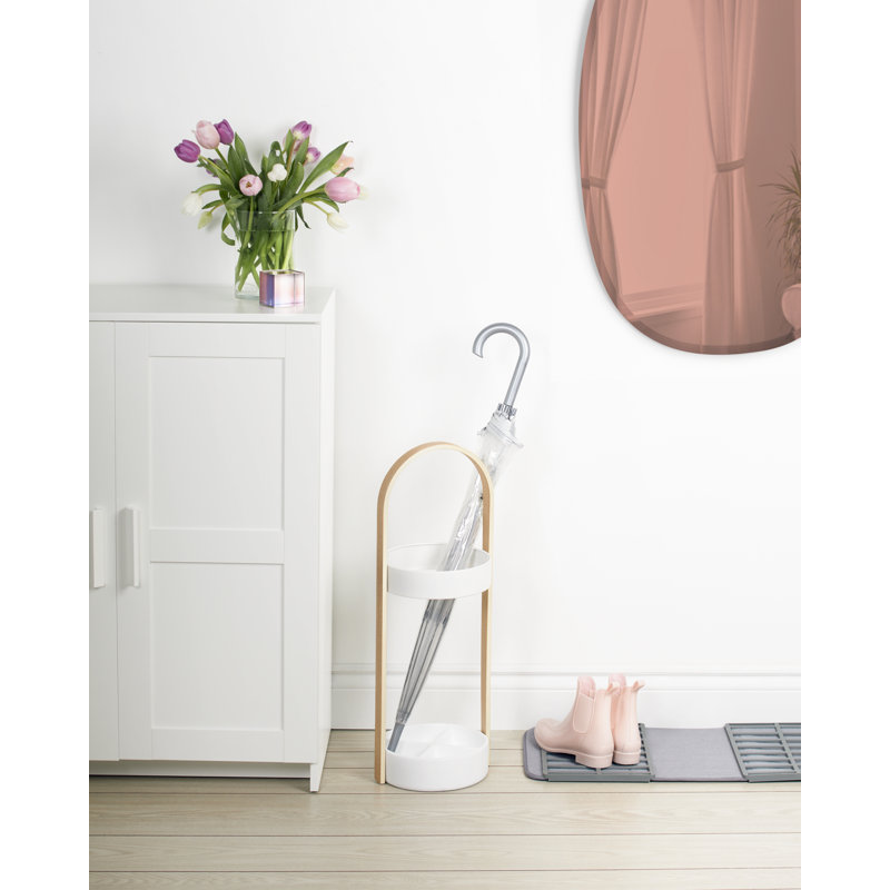 Akyah Freestanding Umbrella Stand, White/Natural