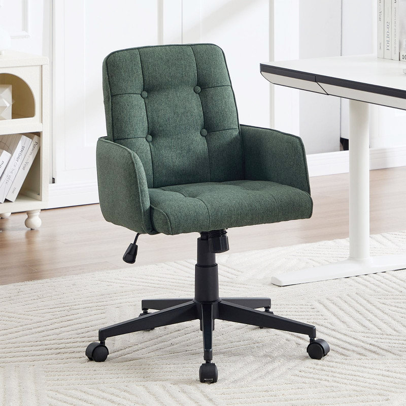 Adjustable Height Home Office Chair Swivel Desk Chair with Silent Casters Easy Assembly Modern Computer Chair, Green