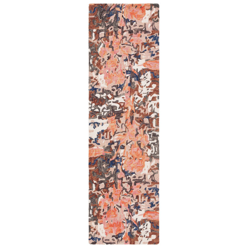 Blossom Hand Tufted Wool/Cotton Abstract Rug in Pink/Ivory, Runner 2'3" x 8'