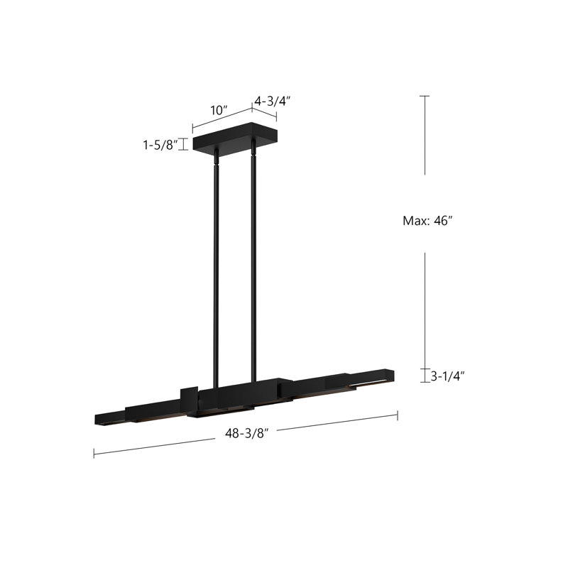 Enzo 1 - Light LED Pendant, 3.25" H x 48.38" W x 4.75" D