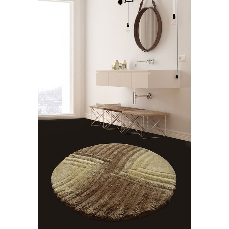 Luxury Acrylic Bathmat, Antibacterial & Non-Slip, 35.4 in Diameter | 100% Acrylic, Pile Height: 0.7-1.2 in | Machine Washable at 86°F, Soft & Durable Design for Bathroom Safety & Comfort