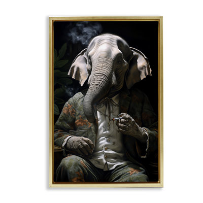Toile flottante encadrée «Elephant Smoking» par r3darch0n