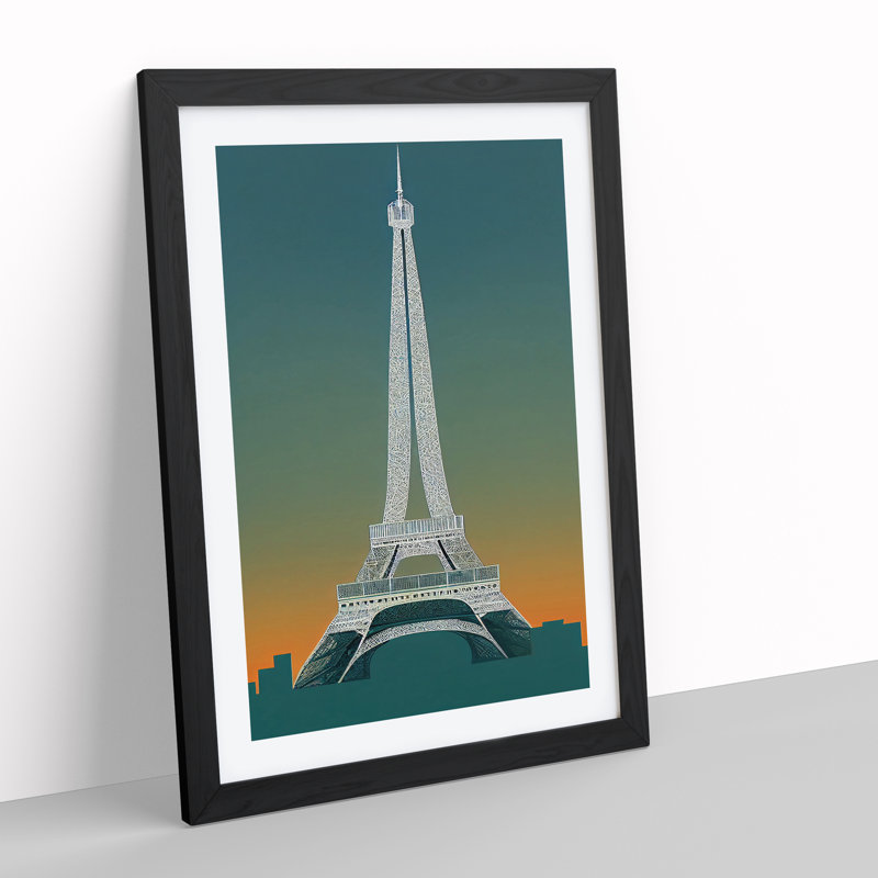 Eiffel Tower No.5 - Wall Art, Black Framed Paper, 64cm H x 46cm W x 2cm D