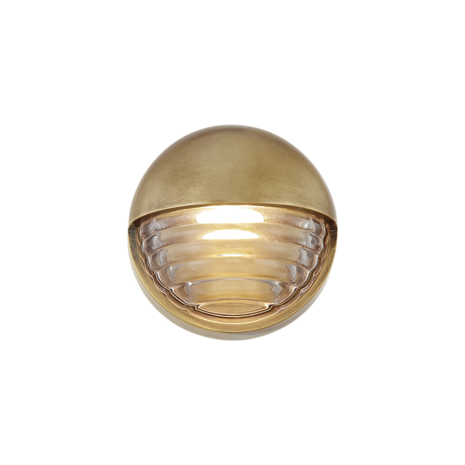 Palais Single Light Glass Aluminum Dimmable LED Flush Mounted Sconce, Ribbed Glass/Vintage Brass