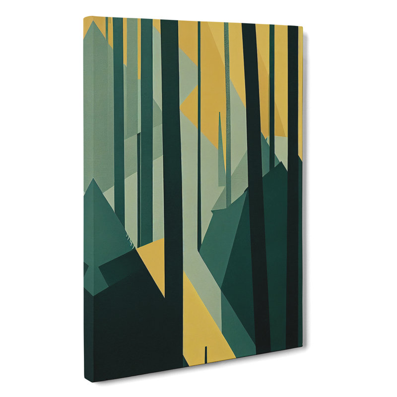 Block Print Forest No.1 - Print, Wrapped Canvas, 50cm H x 35cm W x 3cm D, No Matte