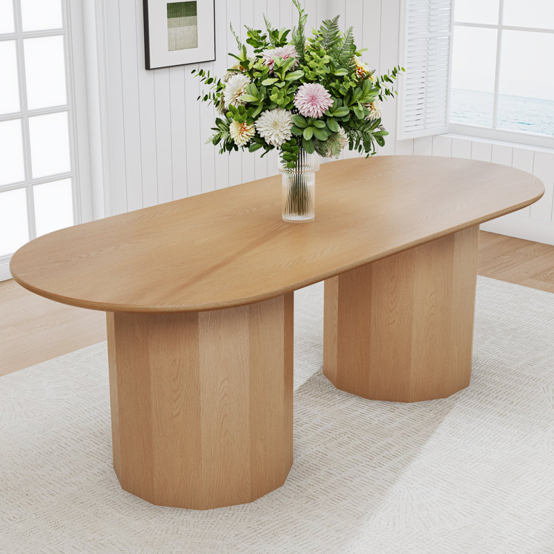 Oakengates 86" Double Pedestal Solid Wood Dining Table, Oak